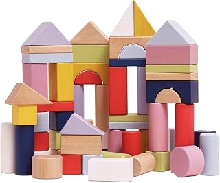 Wooden Building Blocks Set 60 Pieces Natural image 2