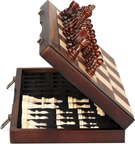 Chess Set Wooden Folding Board with Pieces