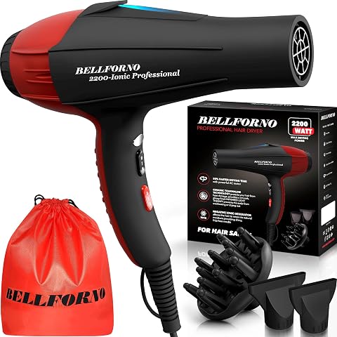 Ionic Hair Dryer 2200W with Diffuser and Nozzle