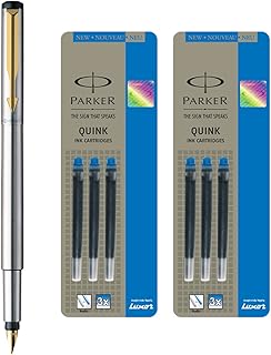 Parker Vector Stainless Steel Fountain Pen Blue Ink image 2
