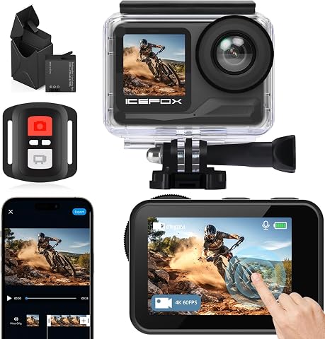 Action Camera 4K 60fps EIS Waterproof 30m