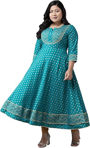 Women Floral Anarkali Kurta Cotton Blend