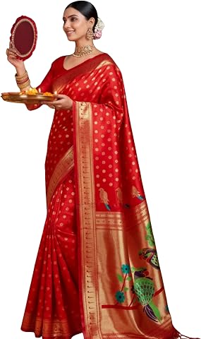 Women Woven Banarasi Silk Saree with Blouse