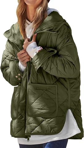 Women Quilted Puffer Jacket Hooded Winter