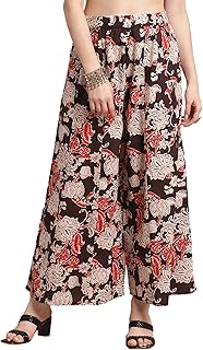 Women Flared Palazzo Pants Crepe Printed image 2