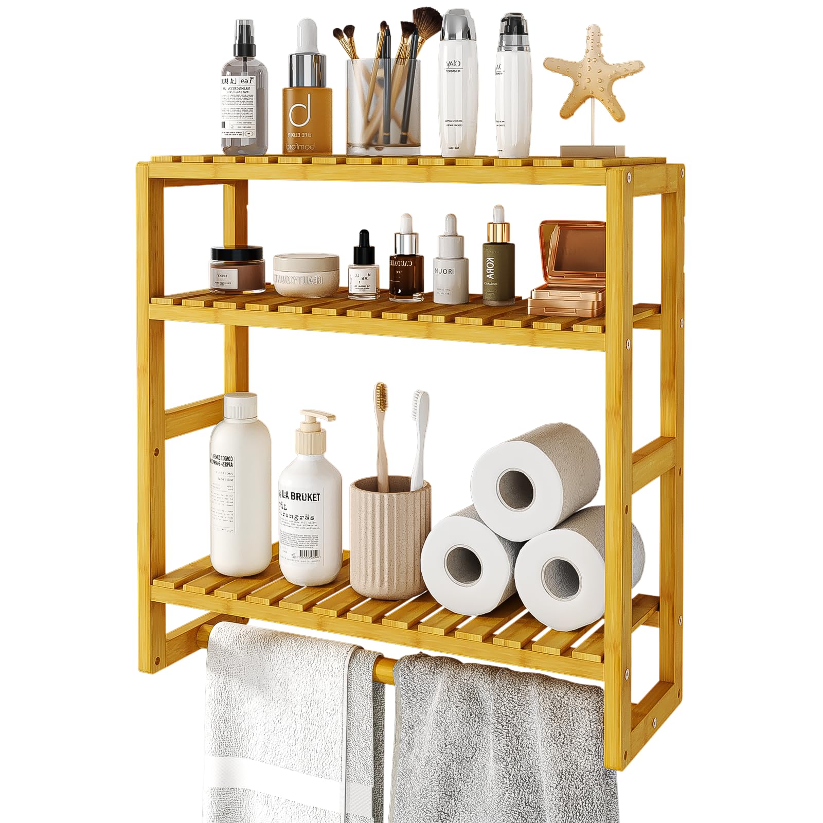 Bamboo Over-Toilet 3-Tier Bathroom Organiser